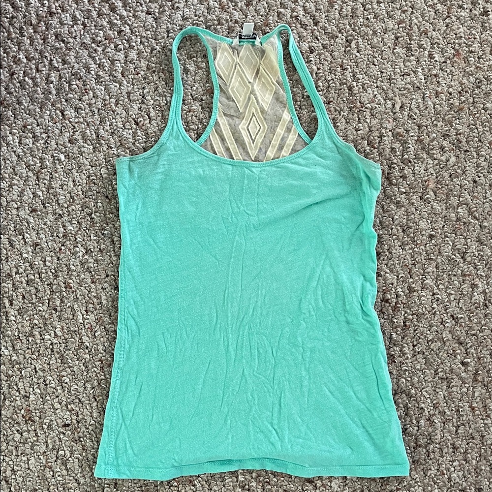 American Eagle Outfitters Mint and Cream Lace Tank